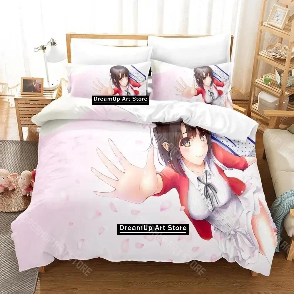 3D Print Katou Megumi Bedding Set Single Twin Full Queen King Size Bed Set Adult Kid Bedroom Duvetcover Sets Anime