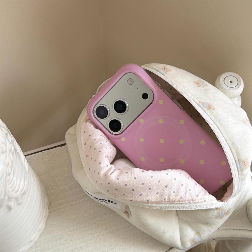 Runde Kante Magnetische Polka Dot iPhone 14/13 Hülle, Kompatibel mit Apple 17/16/15 PROMAX, Sturzsicheres Design.