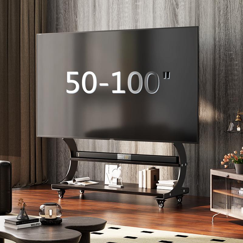 Heavy Duty 50-100 Inch Mobile TV Stand Cart TV Shelf Mute Wheels Up To 220lbs Max VESA 900x600mm Floor Stand TV Support Shelf
