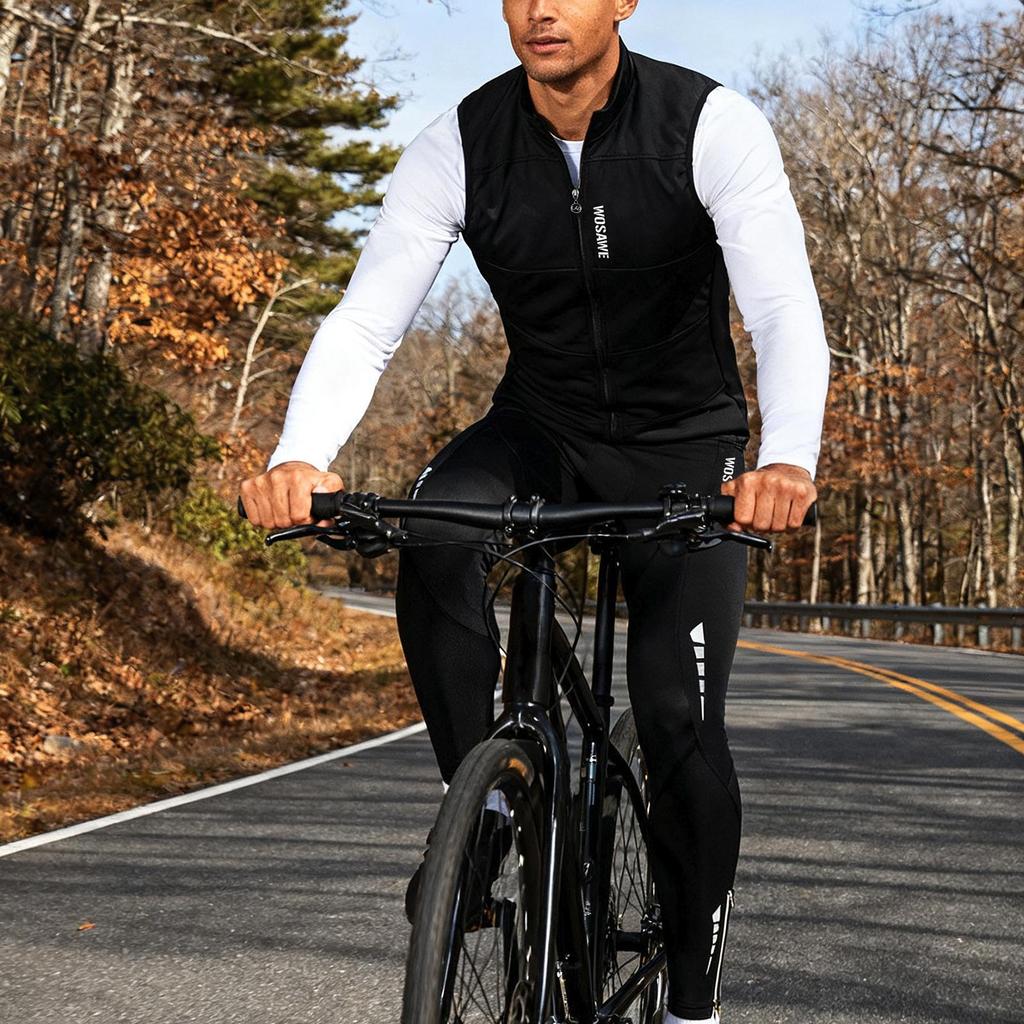 Wosawe Jesienne polarowe kombinezony rowerowe Softshell kolarski bezrękawnik i spodnie Outdoor Sport Odzież rowerowa