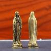 Mini Vintage Brass Statue Fine Detailed Carving Antique Finish For Home Desktop Decor Religious Gifts