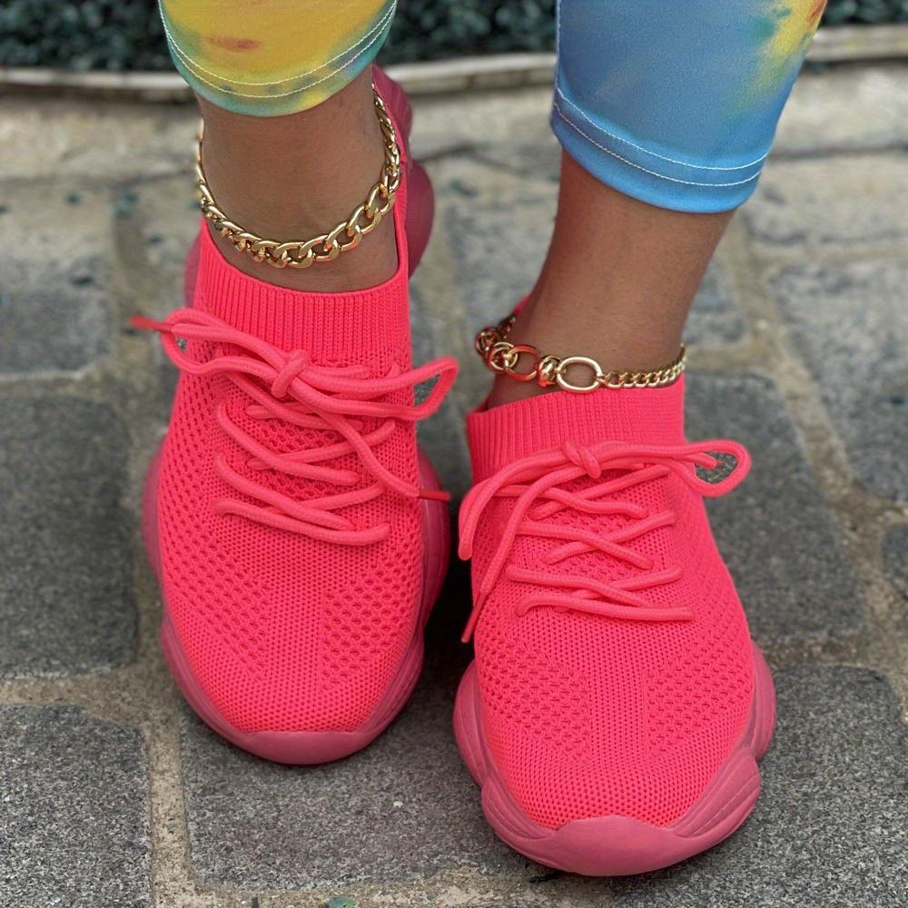 Women's  Breathable Mesh Sneakers  Neon Green Low Top Lace-Up Trainers with EVA Cushioning All-Season Comfort for Gym Casual Attire Cushioned EVA Sole