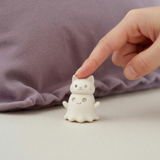 3D Print Ornaments, Cat Ghost Shape, Add Halloween Atmosphere Desktop Decoration, Figurine for Home Office