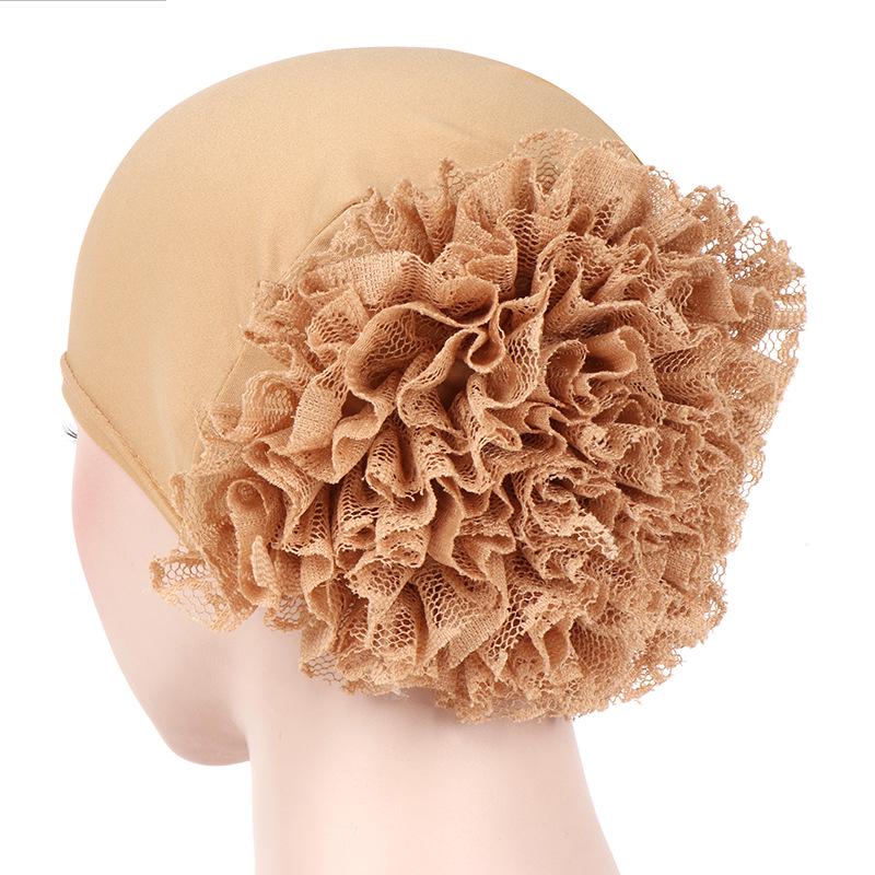 

New Pure Color Milk Silk Pan Flower Hat Muslim Stretch Toe Cap Dubai Arab Women s Flower Hat Turban Beanie Fashion