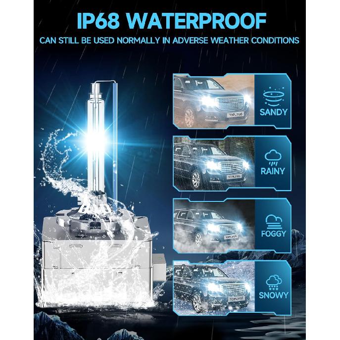 D3S HID Xenon Headlight Bulb Compatible With GMC Yukon XL Denali 2015 2016 2017 2018   Acadia 2013-, 8000K Bright Blue, 35W OEM High Low Beam Xenon