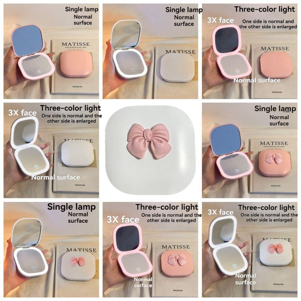 1X/3X Travel Cosmetic Mirrors Double Sided Pocket Mirror with Light LED Makeup Mirror  Bedroom
