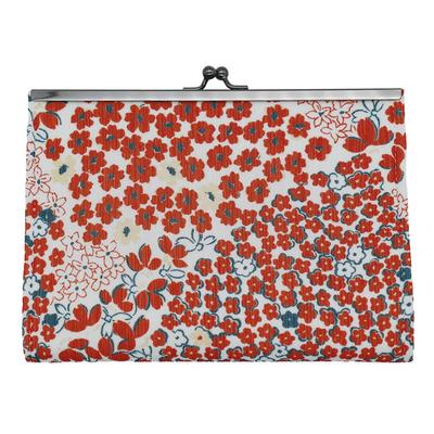 Onishi Masaru Ripple Clasp Case with Japanese Small W20 X Pocket 11cm Flowers, Red, Approx. H14.5cm / Depth (GA38-WM03)