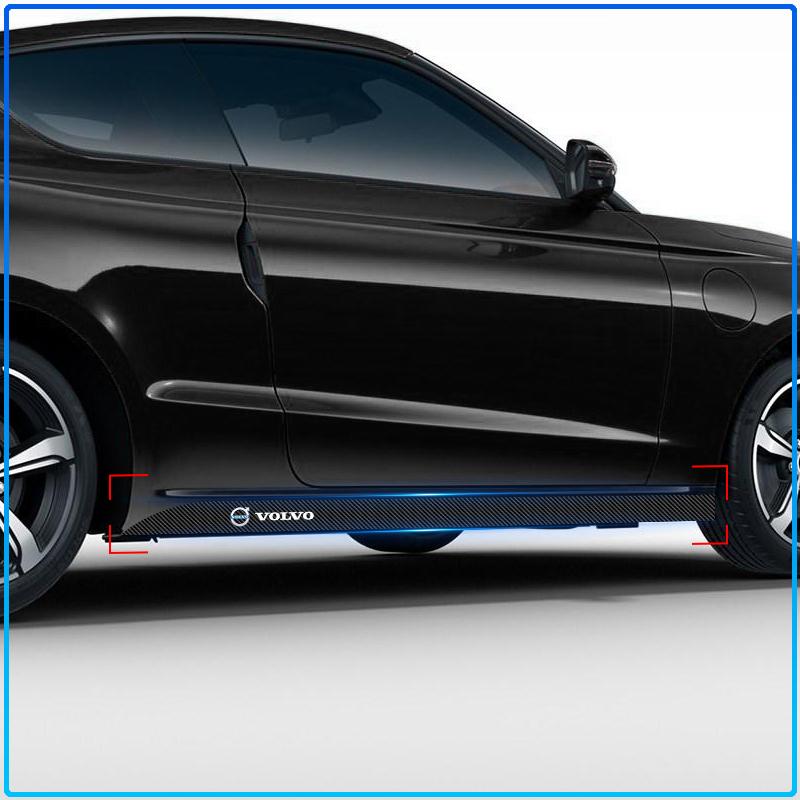 2pcs Carbon Car Door Side Skirt Sill Stripe Sticker Motion Design Decals For Volvo Rdesign XC90 S60 XC60 V70 S80 S40 V50 V40 V60 C30 S70