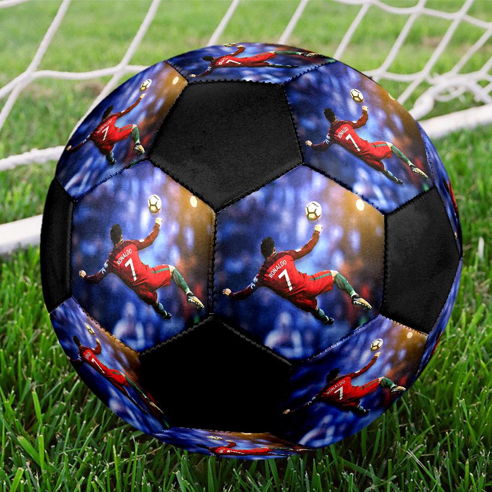 Cristiano Ronaldo CR7 Print Size 5 Soccer Ball, Machine-Stitched PVC, Durable & High Bounce, All Ages Fit, Fan Merchandise, Matches & Outdoor Use.