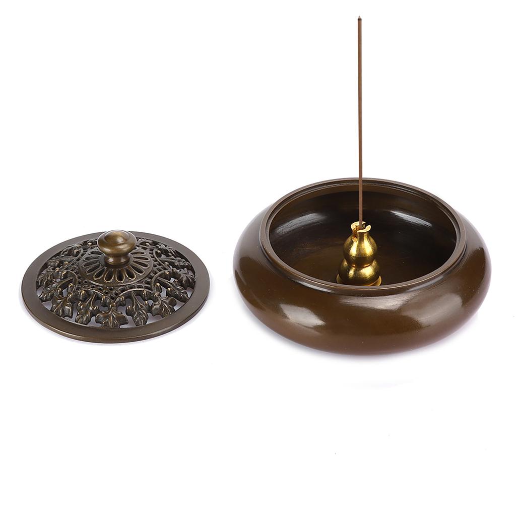 Household Copper Incense Burner Indoor Incense Burner Holders Craft Decoration (3.5 Inches)