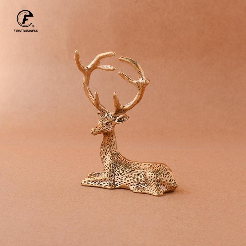 Kupfer Sika-Hirsch Elch Tischplatte Kleine Ornamente Vintage Messing Tierfiguren Schreibtischdekorationen Zubehör Heimdeko Handwerk