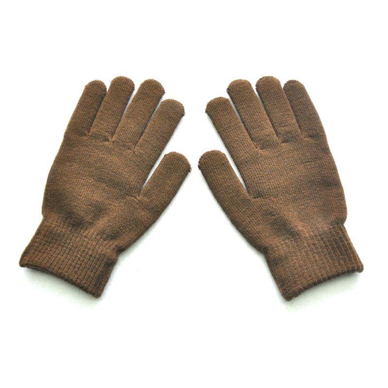 Thick Plush Knitted Wool Gloves for Men & Women - Winter Warm Solid Color Cycling Gloves