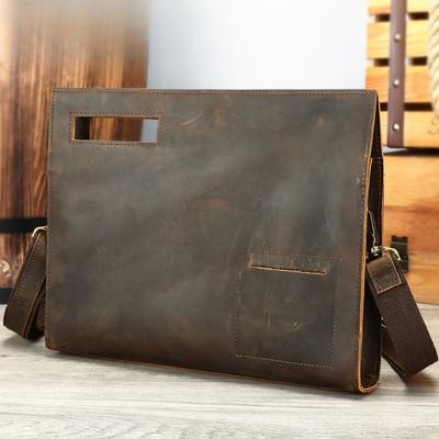 Vintage Head Layer Rindsleder Herrentasche Lässige Crazy Horse Leder Umhängetasche Advanced Sense Einfache Umhängetasche Clutch
