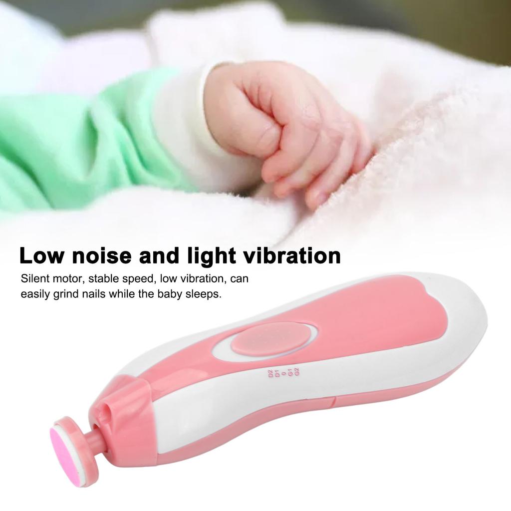 Baby Electric Nail Grinder Low Noise Manicure Care Portable Infants Nail File with 6 Grinding Hd