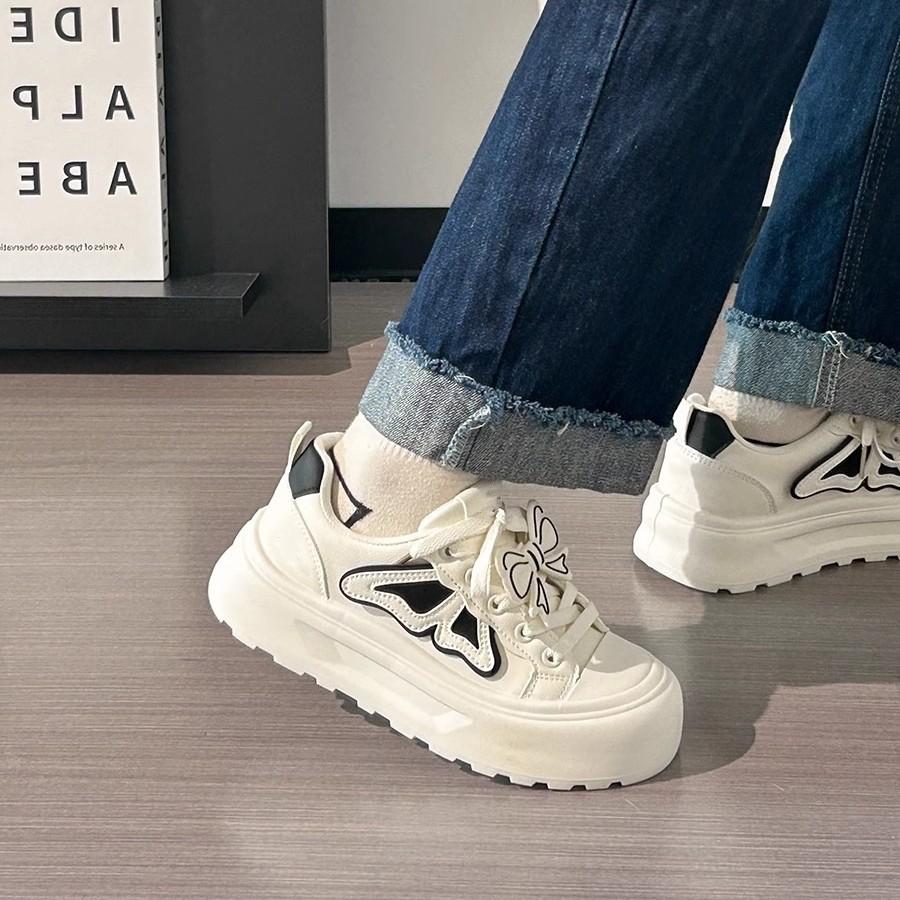Internet celebrity bow little white shoes women's 2025 spring new board shoes platform versatile casual shoes trendy sports shoes