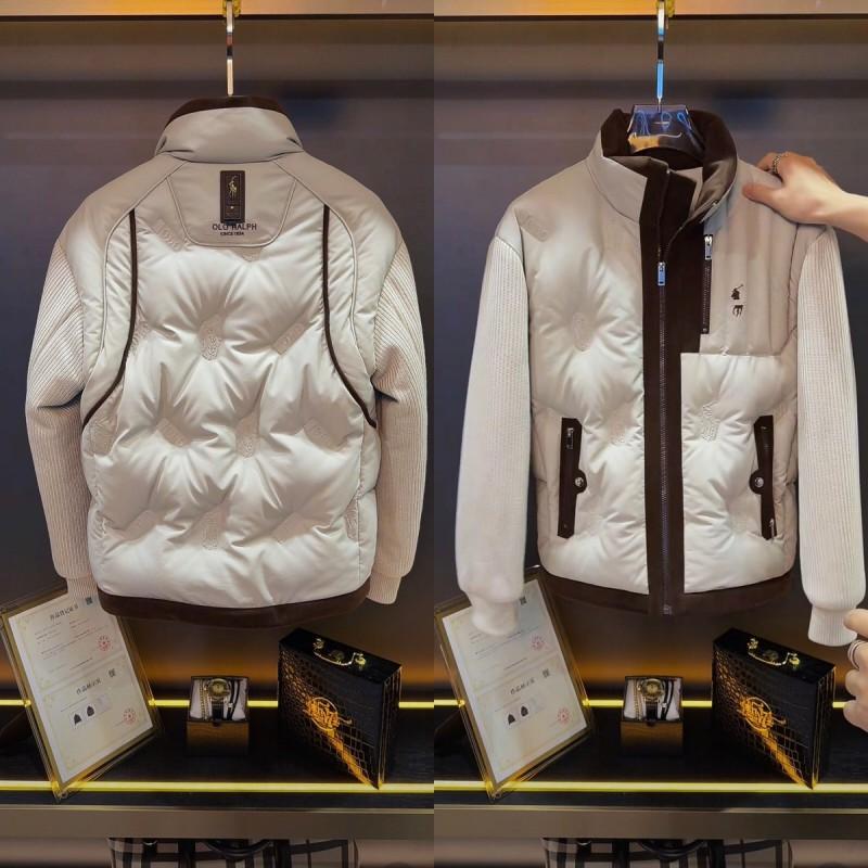 Mens Fashion Casual Cotton Puffer Jacket Warm Winter Stand Collar Basic Style