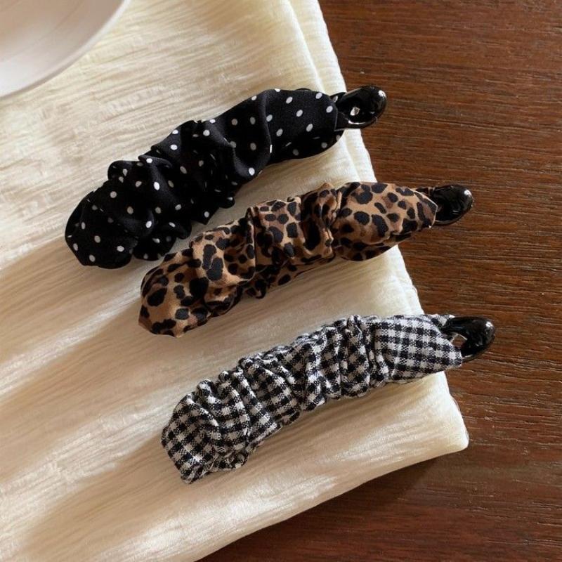 Vintage Leopard Print Dot Plaid Banana Hair Clip For Women Girls Sweet Hair Ornament Hairpin Fashion Hair Accessories Gift