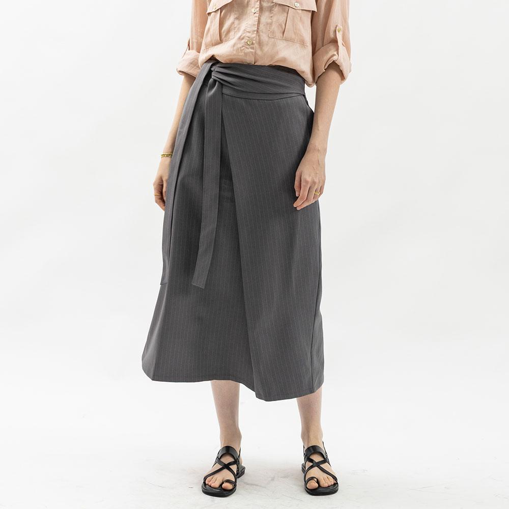Wednesday Delight Wd_Stripe Wrap Midi Skirt_2Color