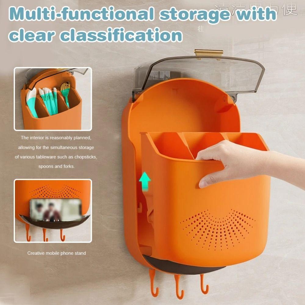 Draining Chopstick Storage Box Ventilated Kitchen Utensil Holder Wall-mounted Chopstick Cage  Spoon