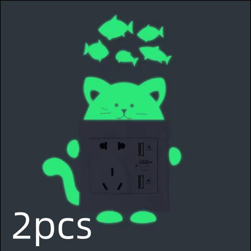 Luminous Switch Stickers Glow In The Dark Decorative Sticker Kids Room Cartoon Cat Dog Fairy Star Pvc Wall Home Decoration 2026