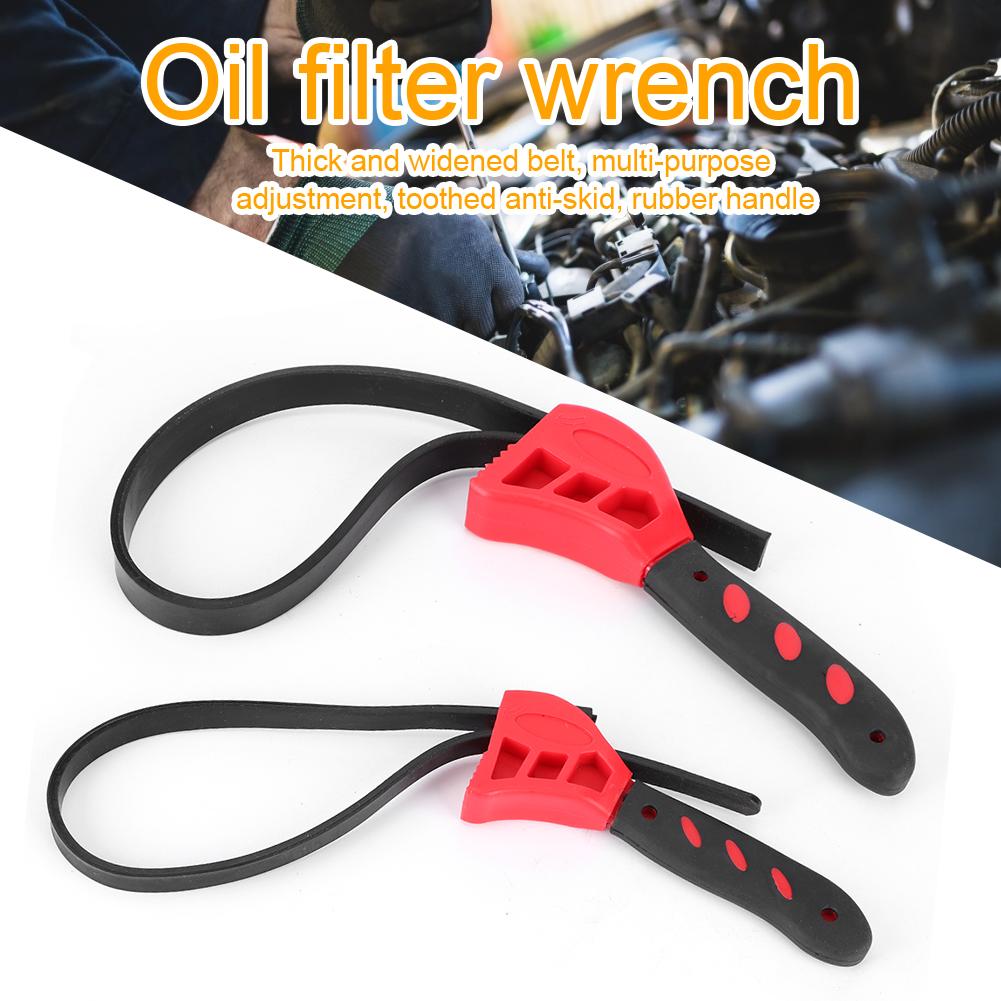 2pcs Non-Slip Belt Type Oil Filter Wrench Tighten Loosen Removal Spanner Car Repair Hand Tools