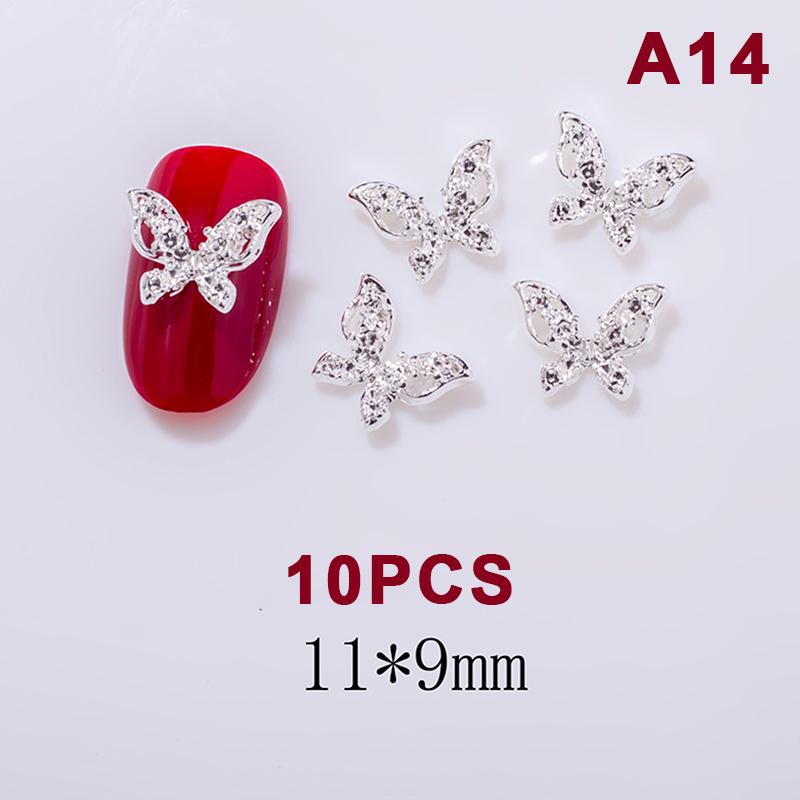 

10 шт. Металлические шармы для ногтей в виде бабочек, 3D бабочки с цирконом и бриллиантами, Ювелирные украшения для ногтей, Аксессуары для украшения ногтей в стиле DIY as the picture