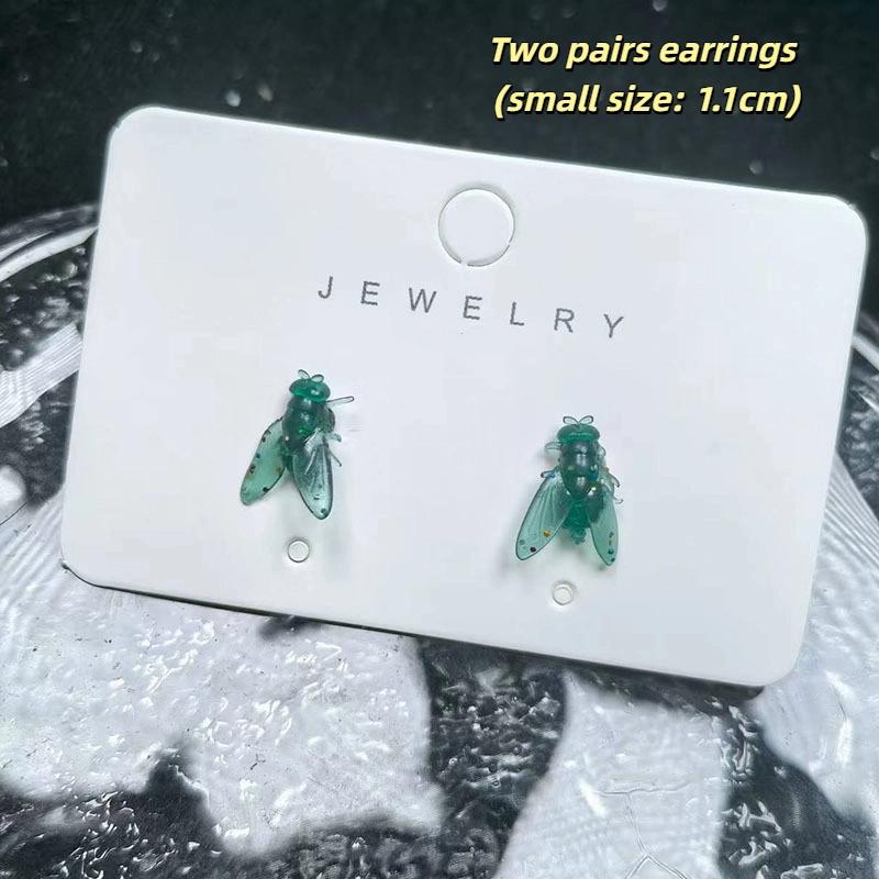 2 páry Personalizované Kreativní Mini Simulované Náušnice s mouchami Pro Muže Ženy Vtipné Abstraktní Niche Šperky Doplňky Dárek pro pár
