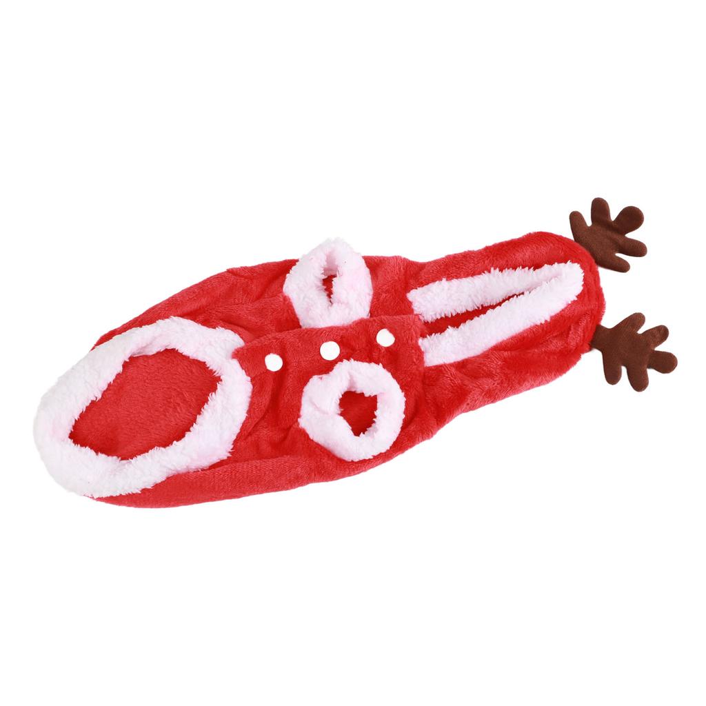 Pet Christmas Clothes Flannel Snap Buttons Closure Hooded Dog Costume Coat for Cat Puppy Chinchillas Rabbits M 1 Piece