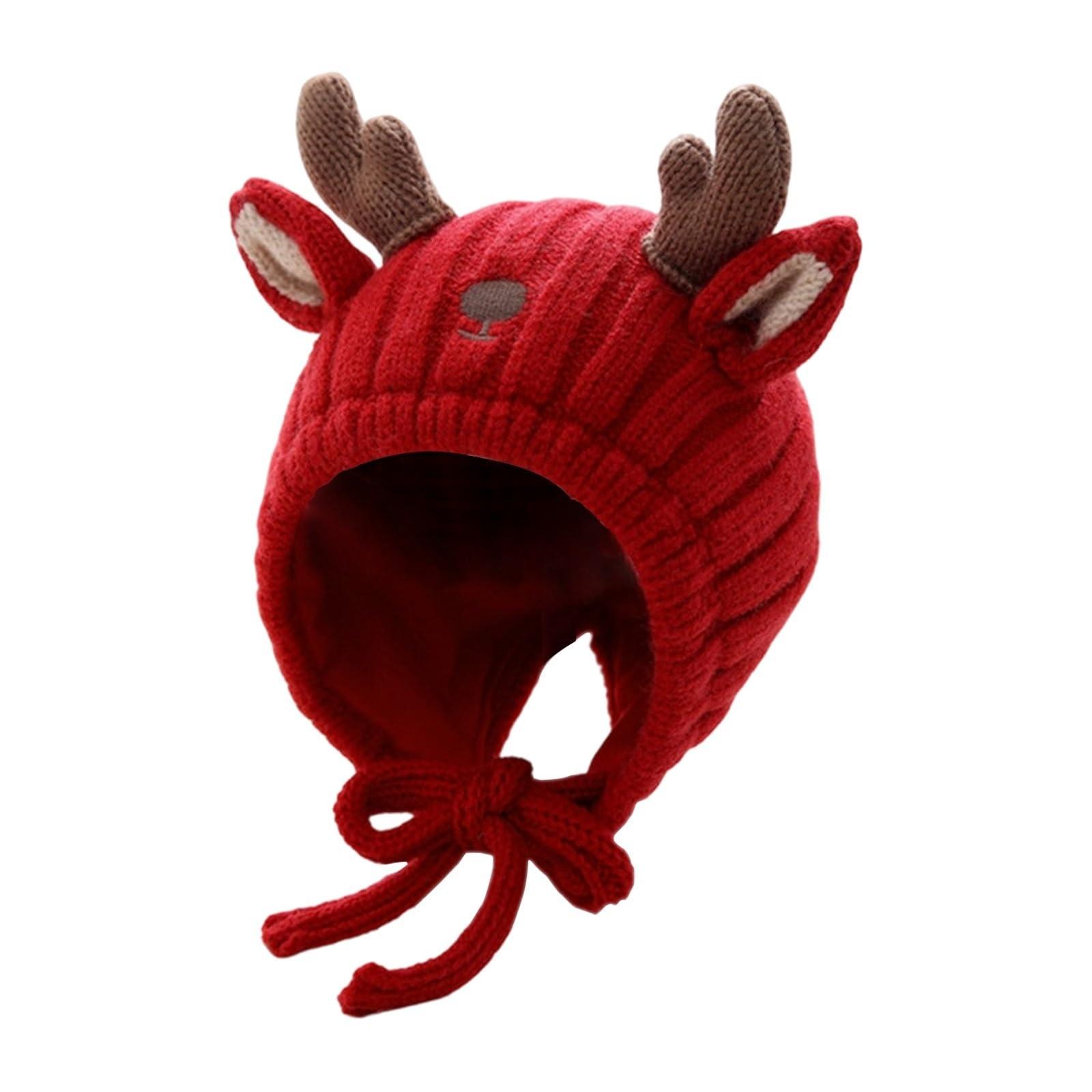 

Детская новогодняя шапка, Шапка-ушанка для годовалого ребенка, Детская новогодняя шапка, Шерстяная шапка One Size красный