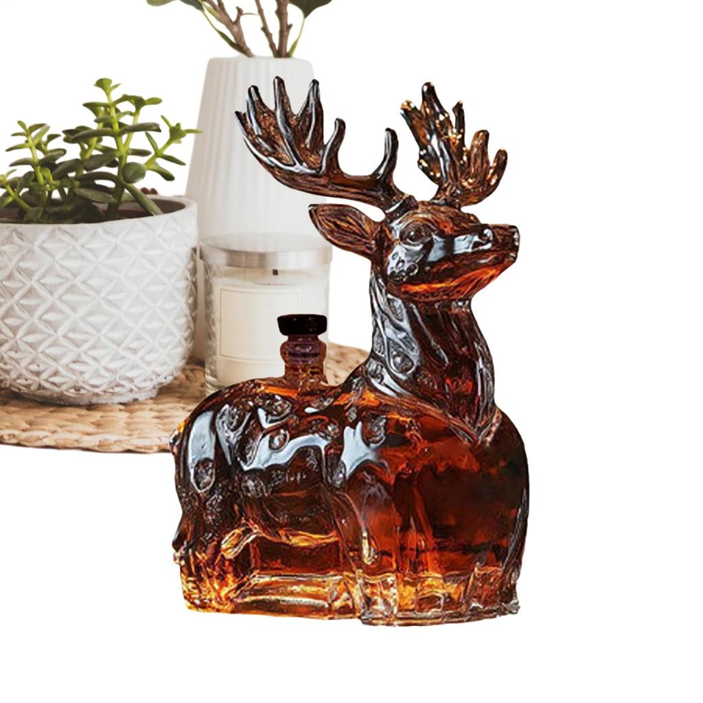 Hirsch Whiskey Glasflasche 120ml Rentier Whiskey Glasflasche Likör Dekanter Heimdeko für Männer Weihnachten Geburtstagsfeier