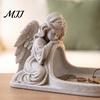 Imitation Stone Texture Tray Angel Figurine Key Tray, Faux Catchall Decorative Small Item Holder for Entryway Desktop Storage Dish Table Home