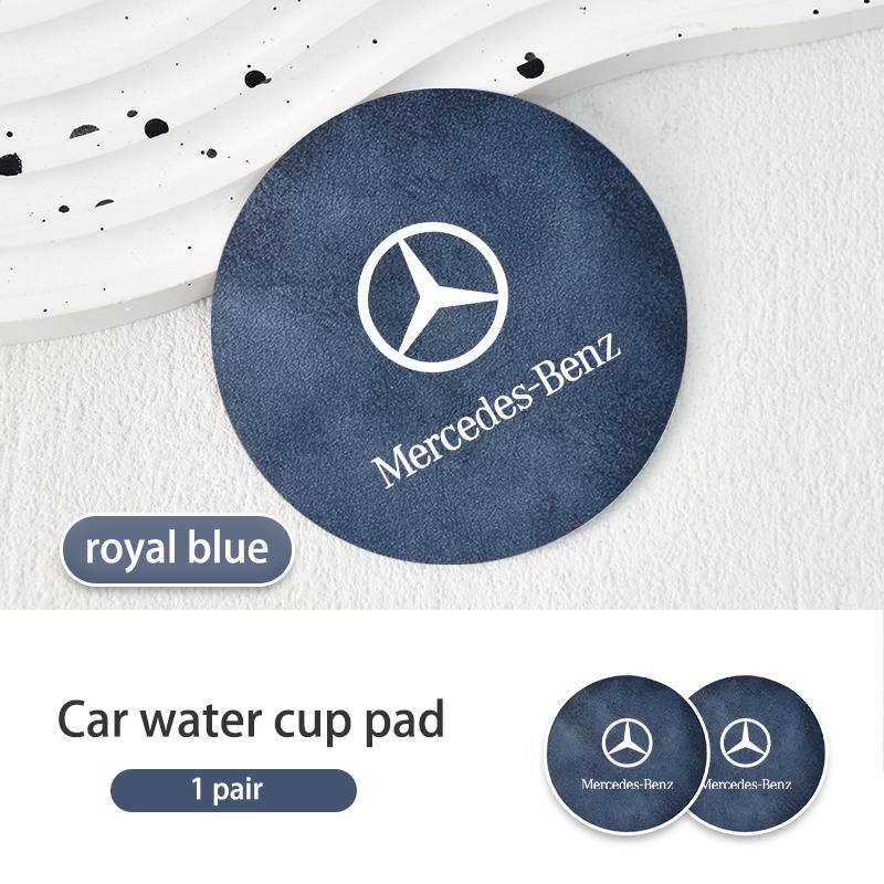 Suede Car Coaster Water Cup Holder Anti-Slip Pad Accessories For Benz AMG A C E S G Class W201 W210 W108 W204 W205 W203 QS1