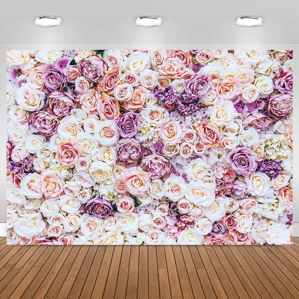 Colorful Flower Wedding Party Decoration Banner Background Girl's Birthday Party Family Portrait Photography Studio Background