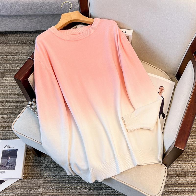 Plus Size Women's Loose Round Neck Pullover Sweater, Bust 150/160 cm, 200-350 Jin, Style 8077