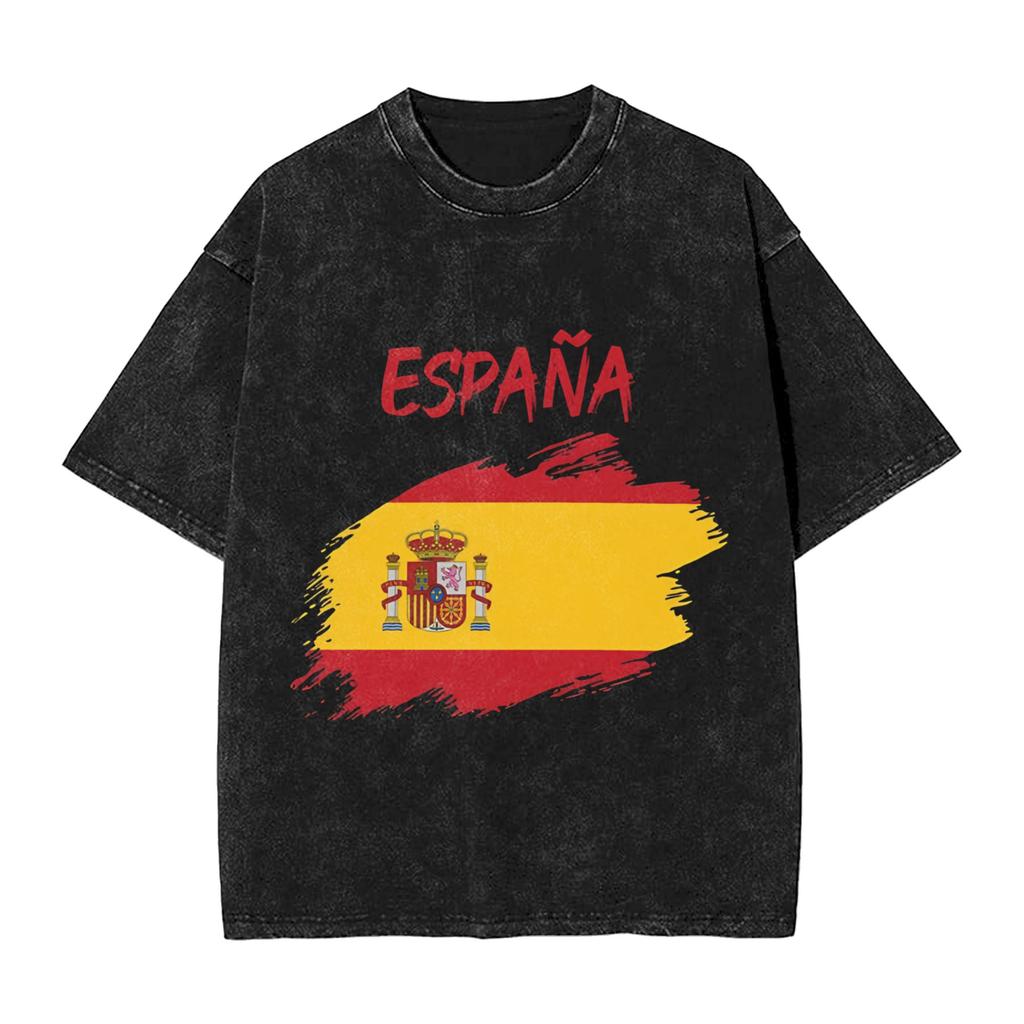 Spain Spanish Flag T Shirt Harajuku T Shirts Short Sleeve Awesome Tops Beach Cotton Breathable Oversized Tees