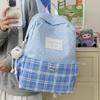 Plaid Backpack Junior High School Student Schoolbag Plaid Large Capacity Backpack