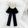 Vintage Camellia Bow Tie Brooch for Women College Fabric Flower Shirt Collar Pin for Wedding Party Preppy Aesthetic Clothing