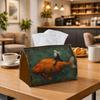 1pc-Themed Tissue Box Cover Suitable for Kitchen, Bedroom And Car - Old for Man Riding Enormous Goldfish, Washable Spill-Resistant Polyester Fabric Or