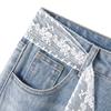 Women's Lace Belt High-Waist Wide-Leg Denim Jeans