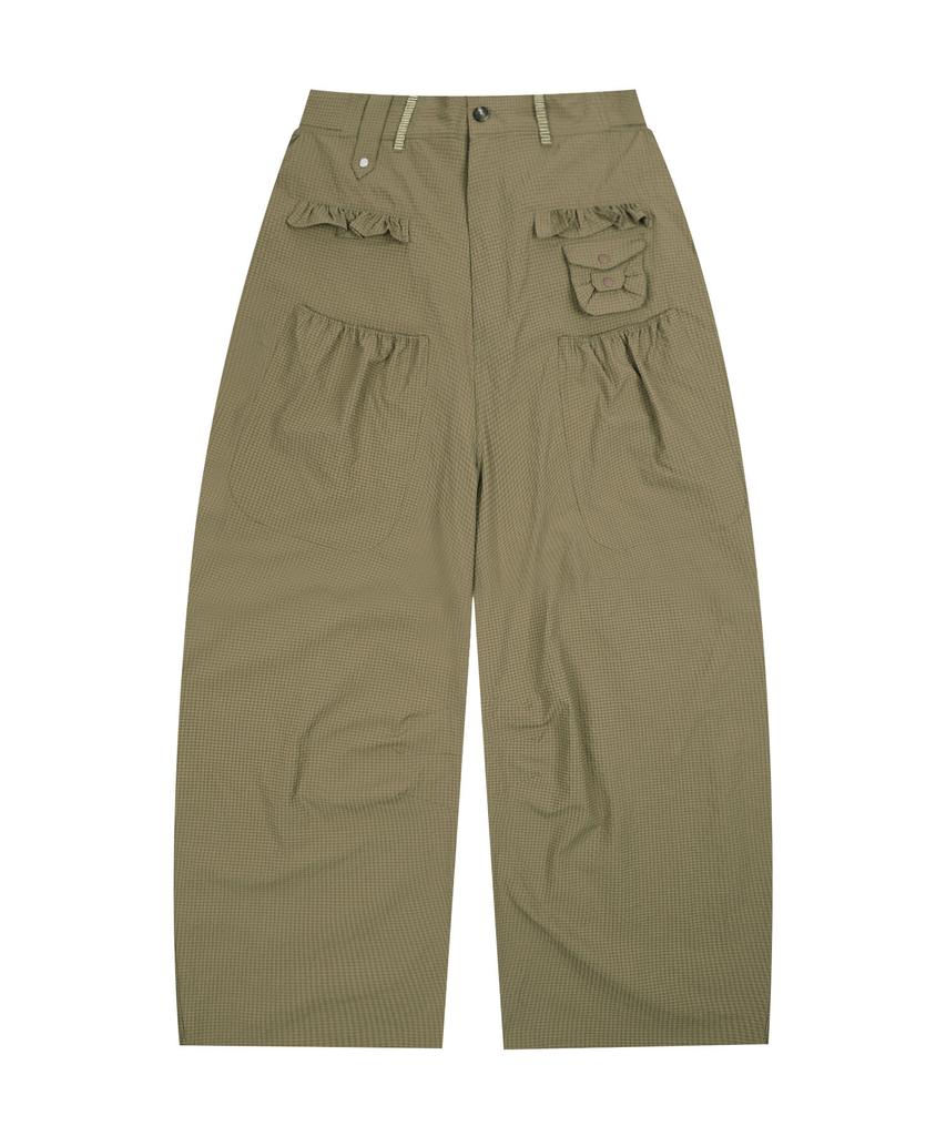 RuNaKi'Hu' Wxp042 Saki Frill Seersucker Wide Pants (Brown)