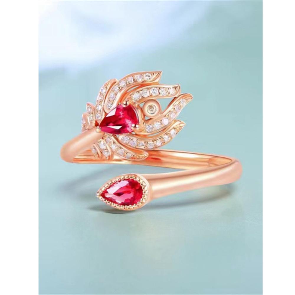 Cute Female White Red Zircon Stone Gold Color Wedding Rings Promise Open Adjustable Engagement  For Women