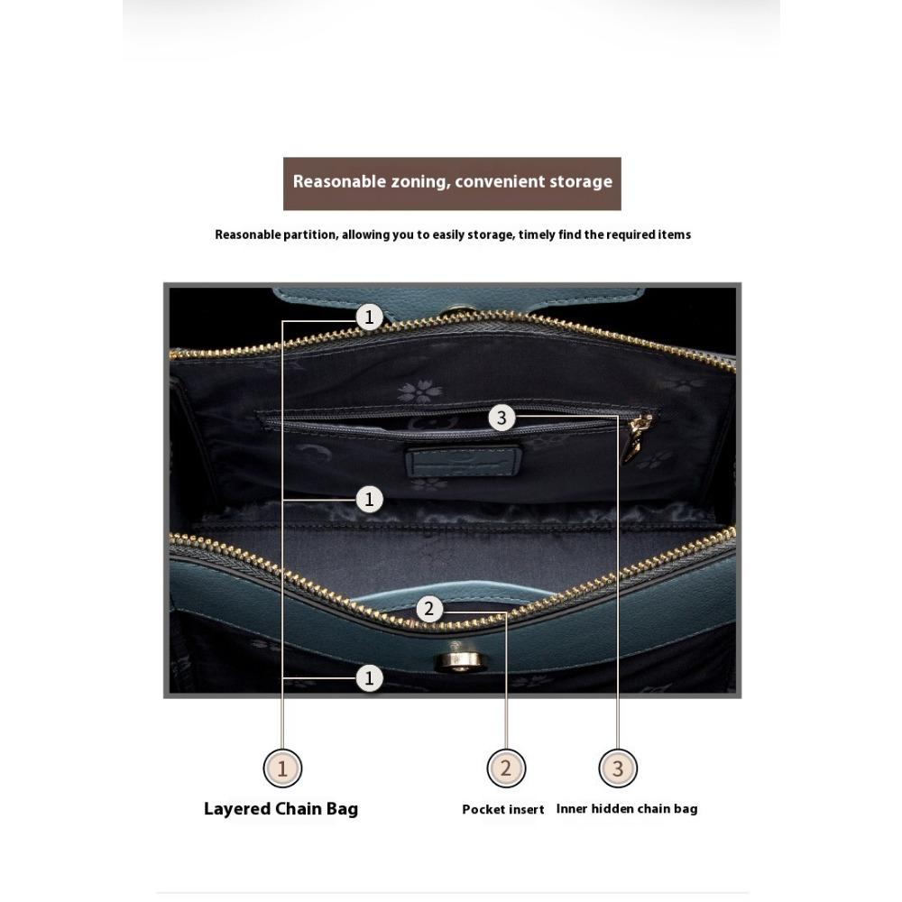 Leather Handbag Women's Large-capacity Women's Bag Trendy Atmosphere Messenger Commuter Women's Bag