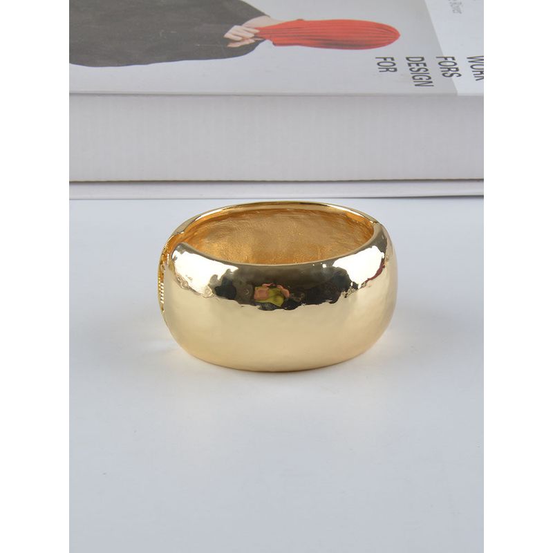 

Heavy Industry Concave-Convex Bright Surface Water Ripple Chinese Ancient Style Wide Version Bracelet Golden Glossy Surface (Can Be Opened)