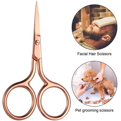 1pcs Nose Hair Scissors Facial Hair Scissors Small Scissors Stainless Steel Straight Tip Scissor for Eyebrows, Nose, Moustache, Beard
