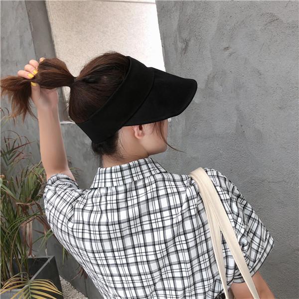 Simple foldable empty top hat women's summer ins face covering sun protection sun hat versatile travel sun hat