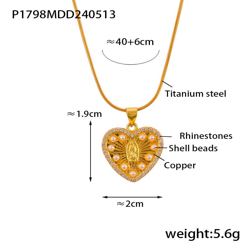 European Religious Copper Zircon Mary Pendant Necklace for Women