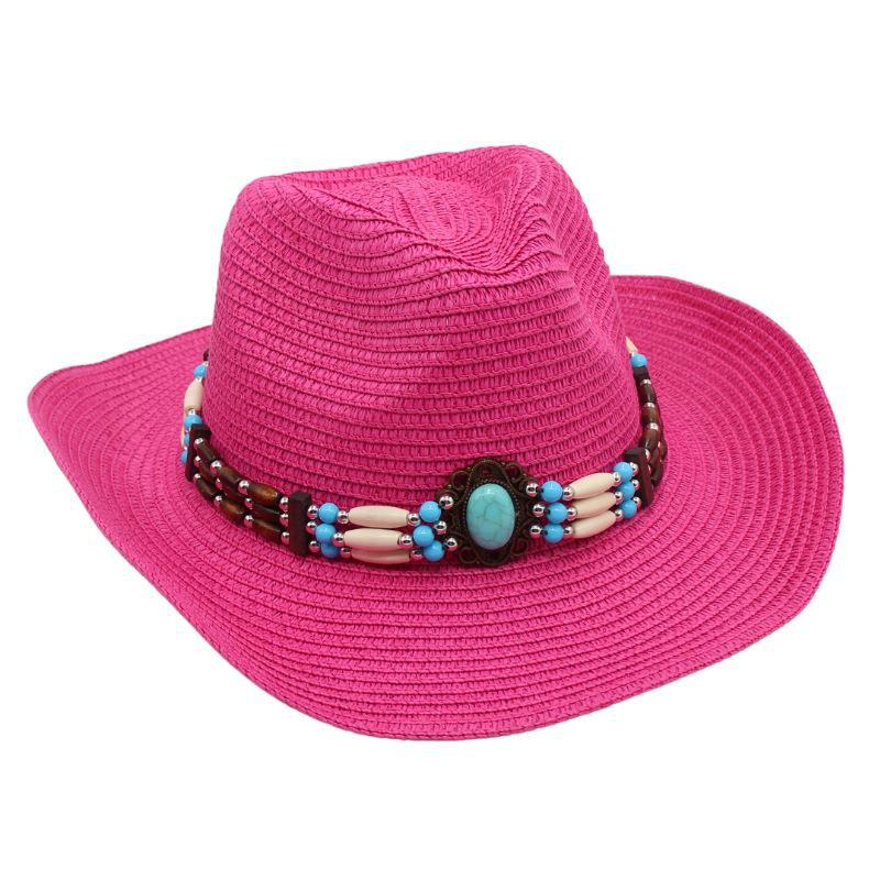 Spring And Summer Sanya Beach Hat Seaside Western Cowboy Straw Hat Ethnic Style Sun Protection Visor Jazz Hat Breathable