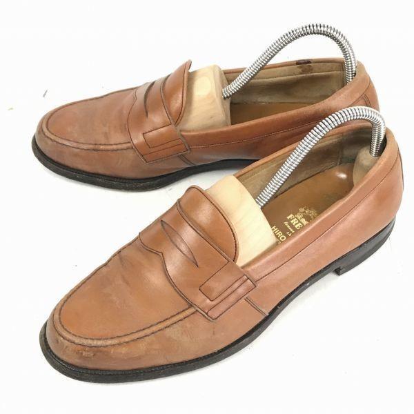 FREUDEN HIROKAWA Leather Goodyear Welt Coin Loafer 26.5EE Brown Scotch Grain(USED)