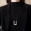Korean Geometric U-shaped Pull-out Pendant Necklace Sweater Chain Cold Style Necklace
