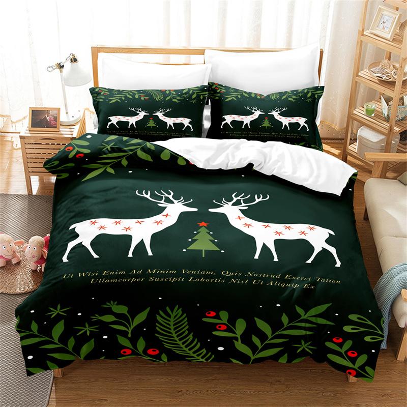 Christmas Green Duvet Cover Fashion Girls Boys Bedding Set Queen Double Bed Set Comforter Set Children Bedding Duvet Cover Set